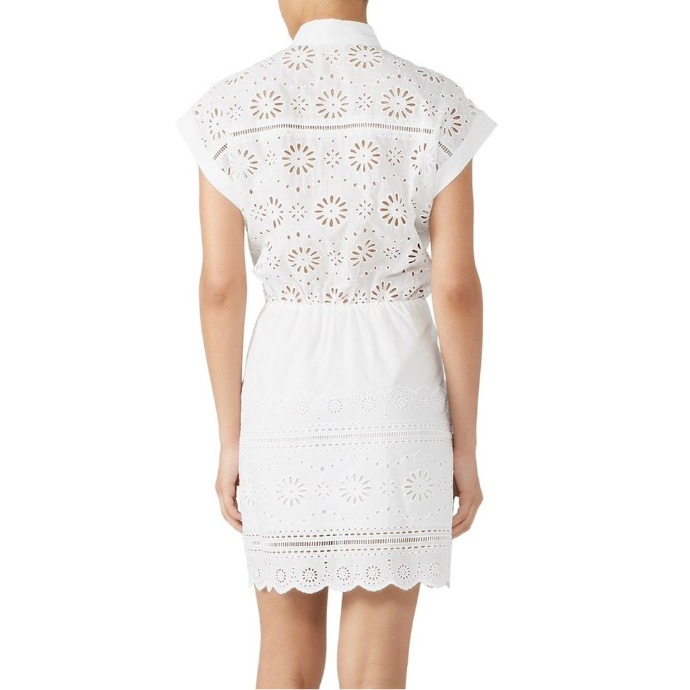 Veronica Beard Bettina White Eyelet Minidress Short Sleeve Button Dress Med / 6 - Picture 4 of 10